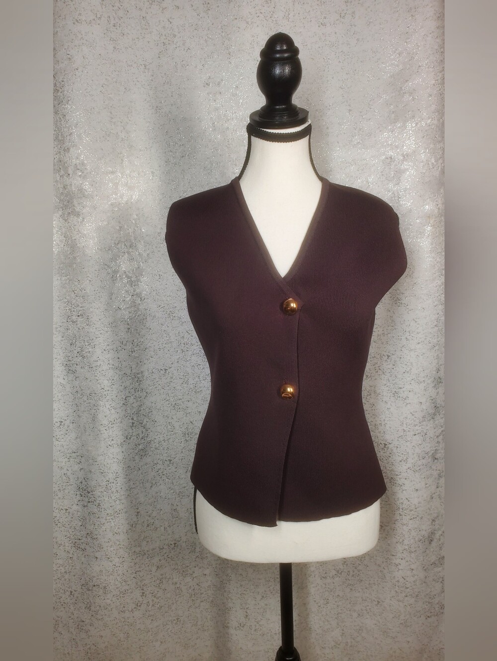 Zara NWT Basic Knit Gold Button Top Browm Size M - Picture 6 of 16